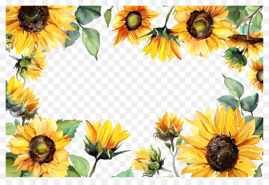 Cadre De Tournesols，Tournesols PNG