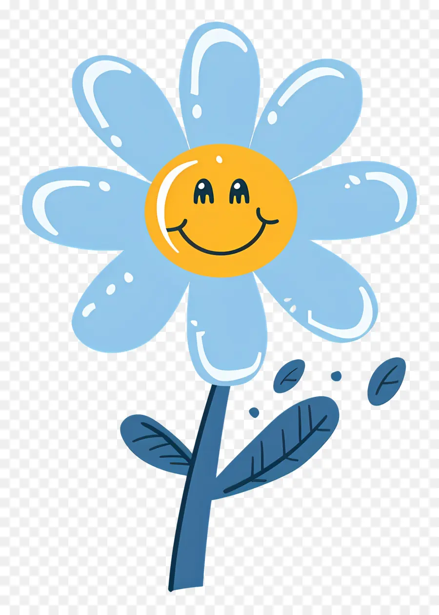 Fleur Emoji，Fleur Bleue Souriante PNG