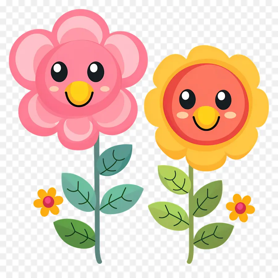 Fleur Emoji，Fleurs Colorées De Dessin Animé PNG