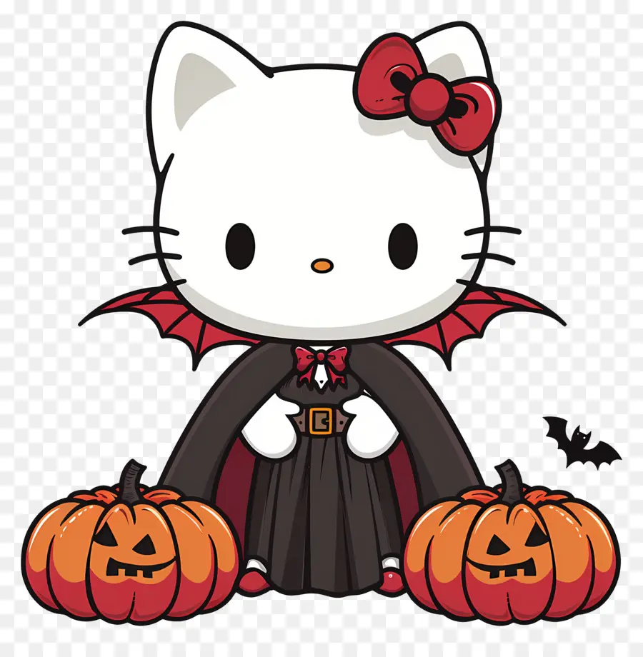 Bonjour Kitty Halloween，Chat Au Cap Rouge PNG