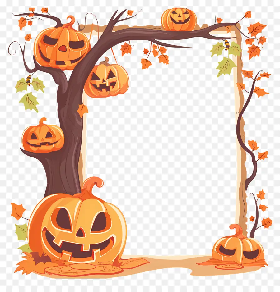 Cadre D'halloween，Citrouilles D'halloween PNG