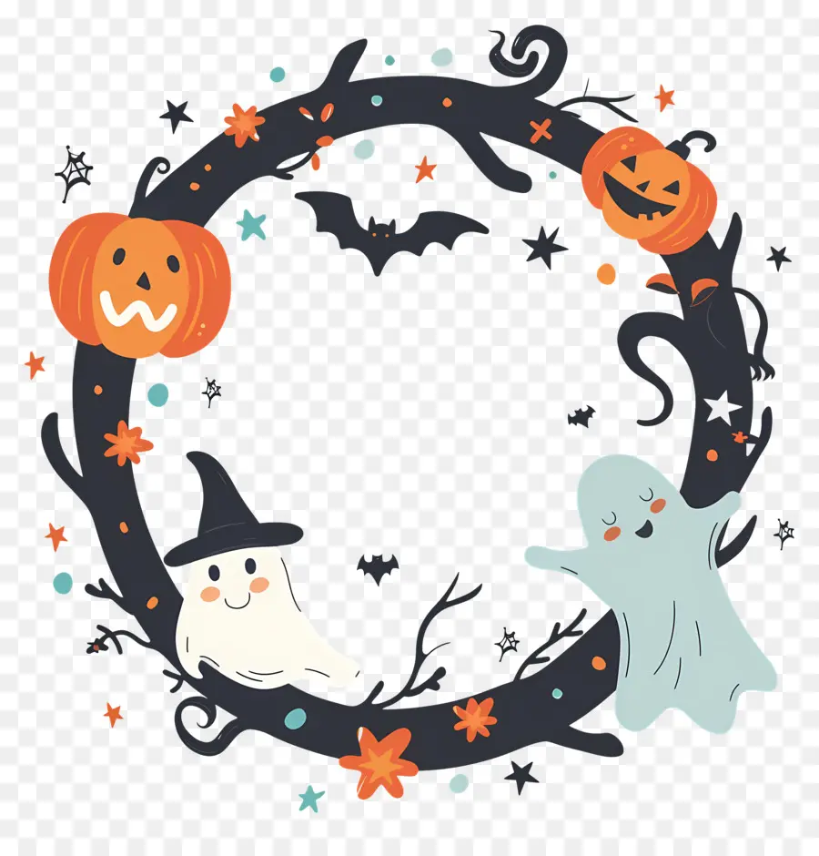 Cadre D'halloween，Couronne D'halloween PNG