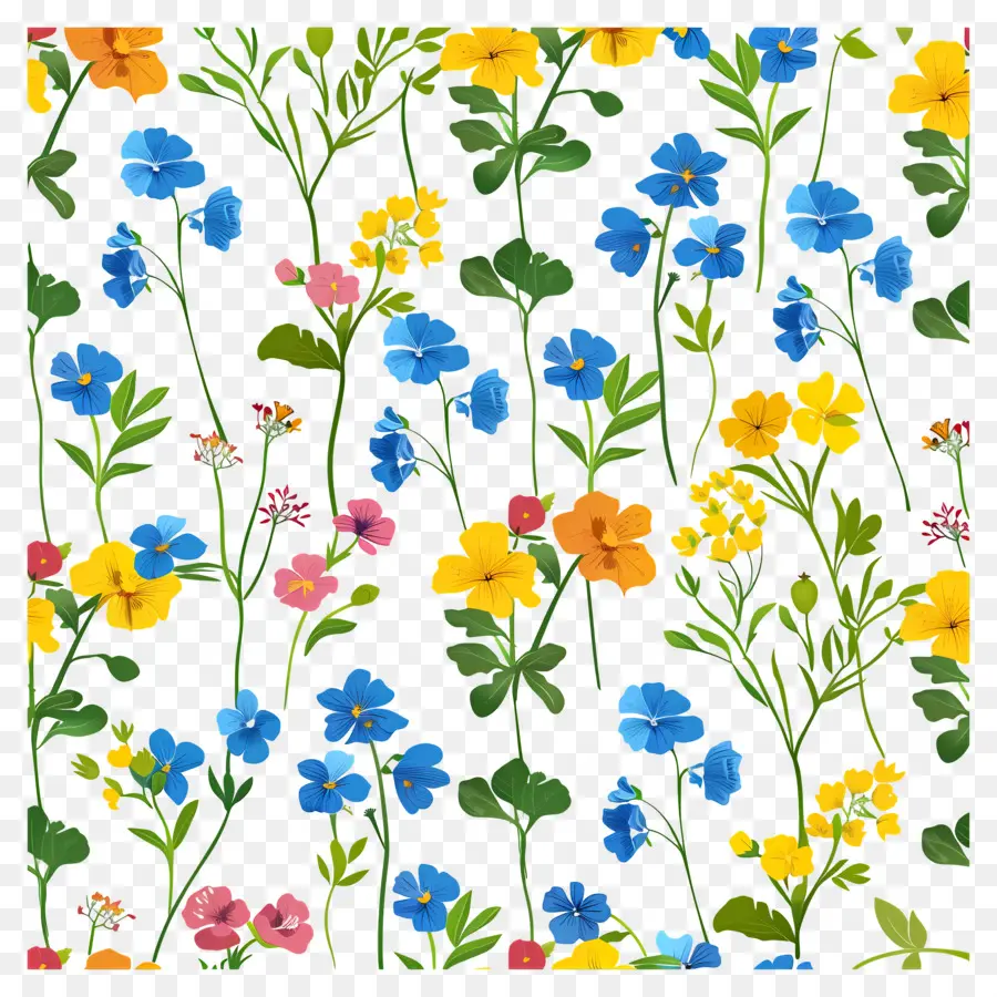 Fleurs De Colza，Fleurs Jaunes Et Bleues PNG