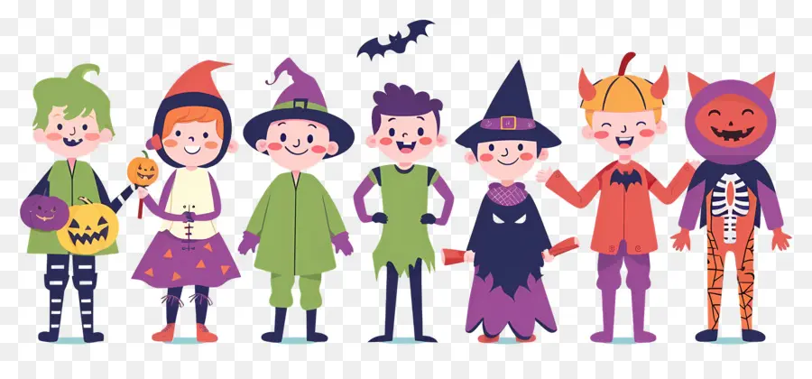 Enfants D'halloween，Enfants En Costumes D'halloween PNG