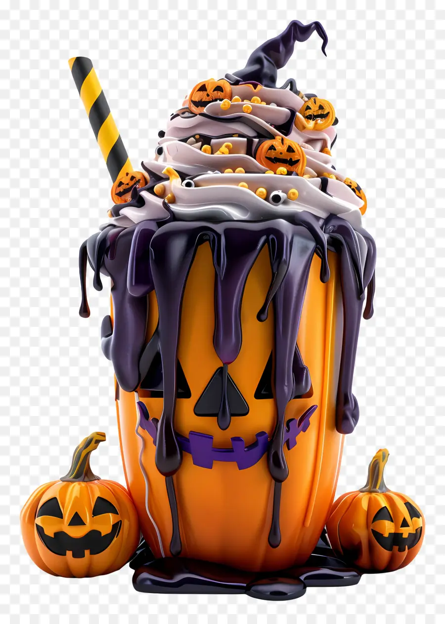 Milk Shake D'halloween，Citrouille PNG