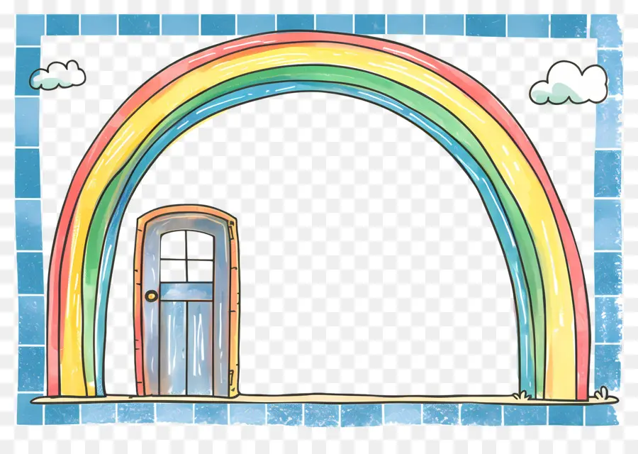 Cadre Mignon，Porte Arc En Ciel PNG