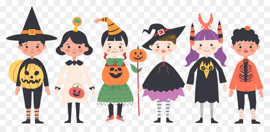 Enfants D'halloween，Enfants En Costumes D'halloween PNG