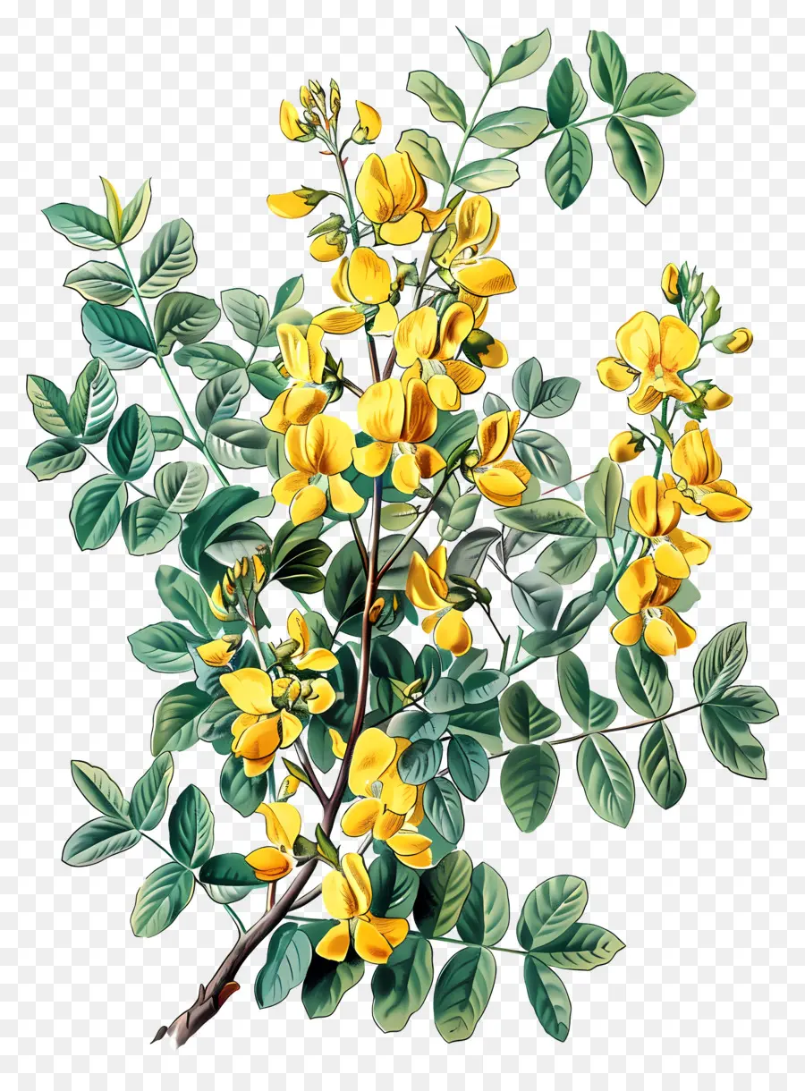 Pois De Sibérie，Fleurs Jaunes PNG