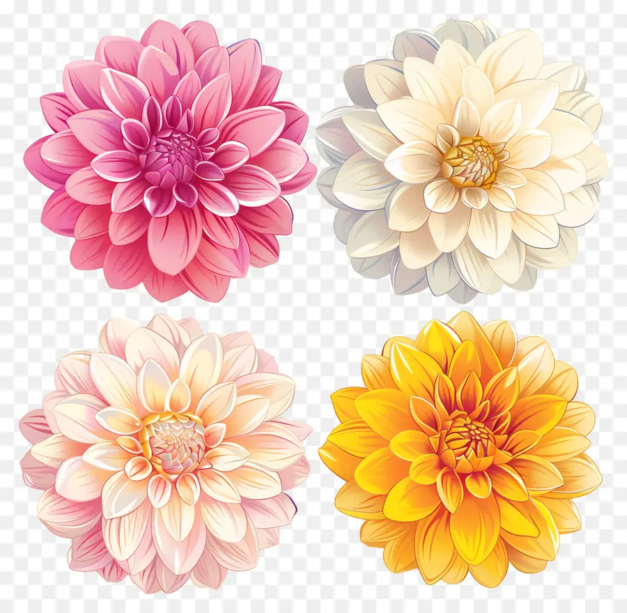 Fleur De Dahlia，Fleurs Colorées PNG