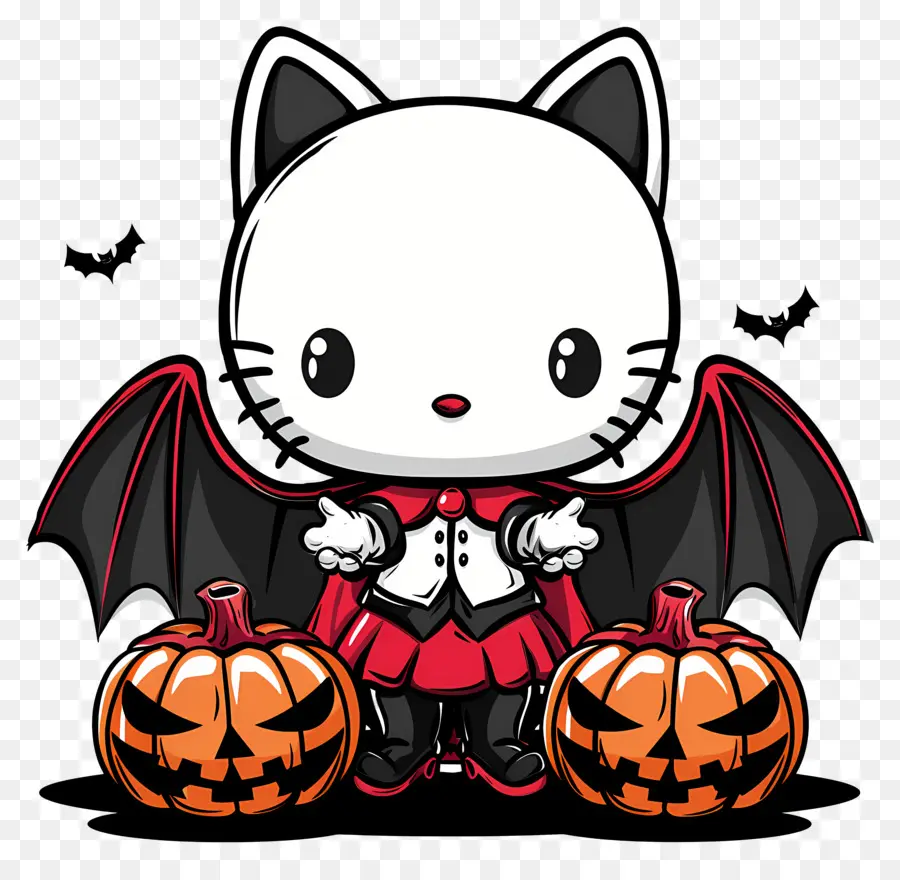 Bonjour Kitty Halloween，Chat Avec Des Ailes PNG