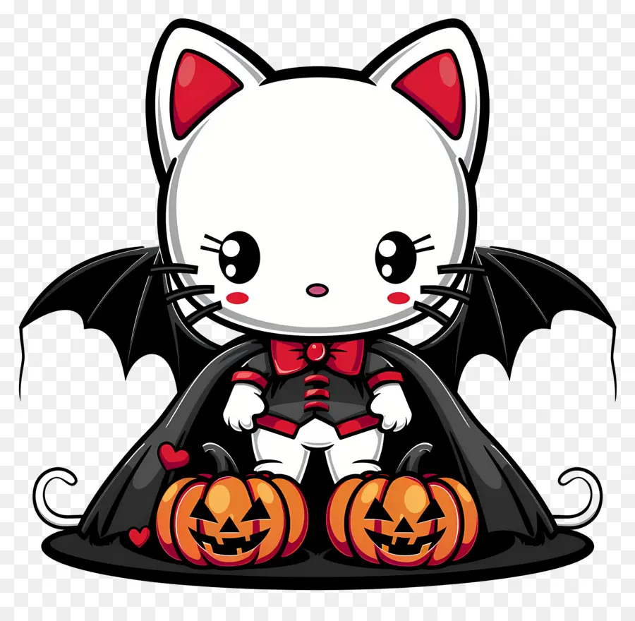 Bonjour Kitty Halloween，Chat Avec Des Ailes PNG