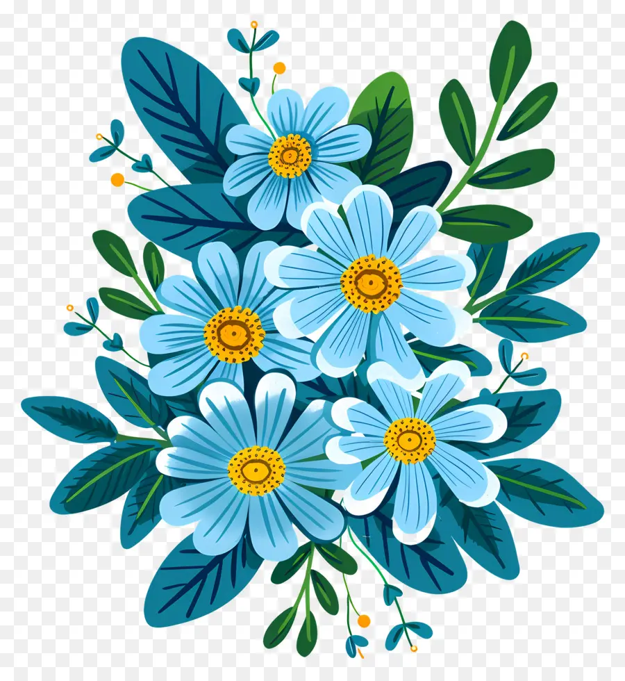 Fleurs De Marguerite，Bouquet De Fleurs Bleues PNG