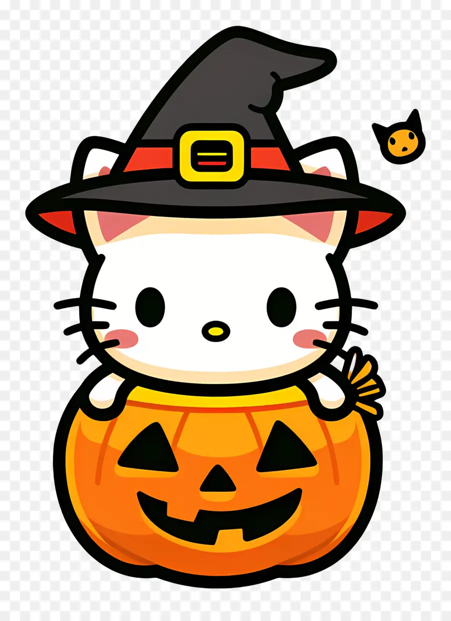 Bonjour Kitty Halloween，Chat Avec Citrouille PNG