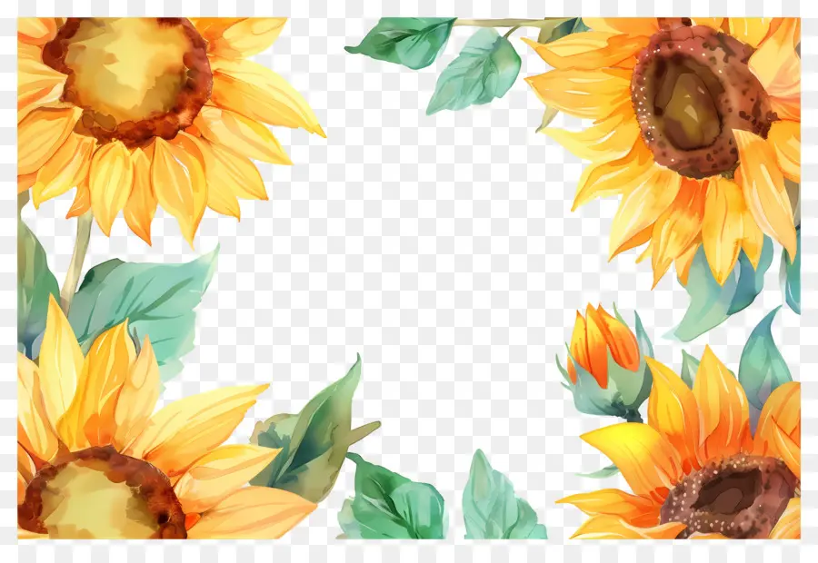 Cadre De Tournesols，Tournesols PNG