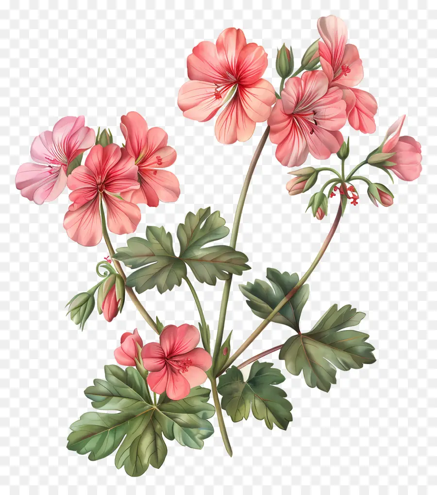 Fleurs Anciennes，Géranium Rose PNG