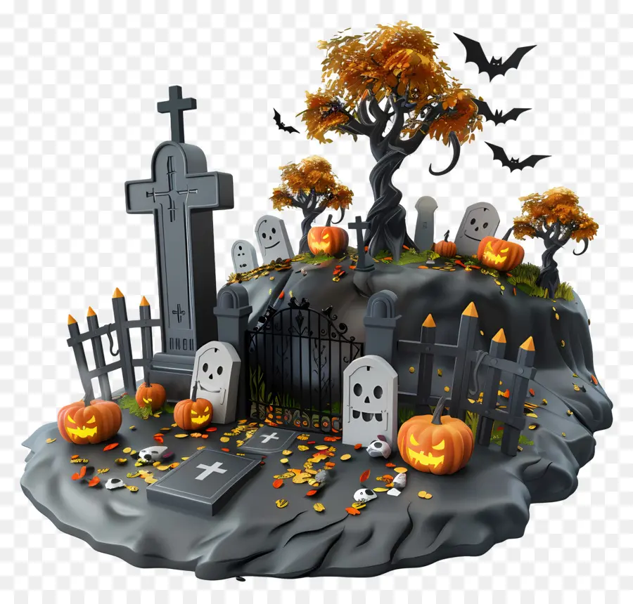 Cimetière D'halloween，Cimetière PNG