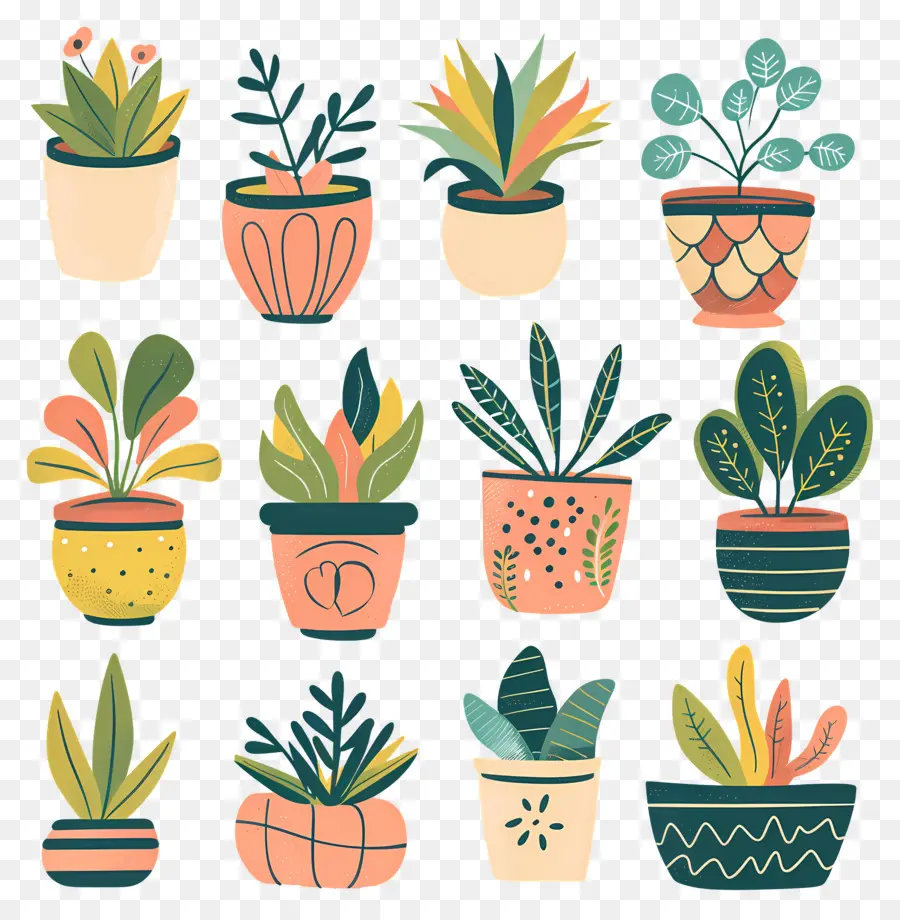 Fleurs En Pots，Plantes En Pot Colorées PNG