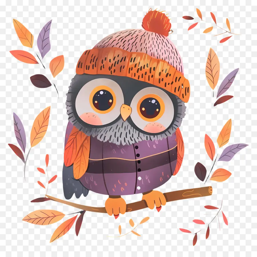 Chouette D'automne，Hibou Avec Bonnet PNG