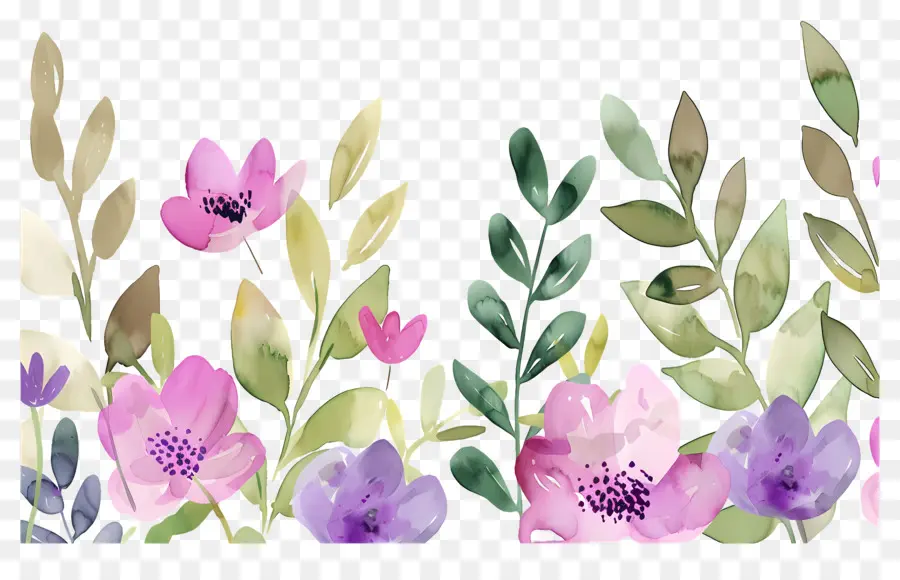 Fleurs Aquarelles，Fleurs Colorées PNG