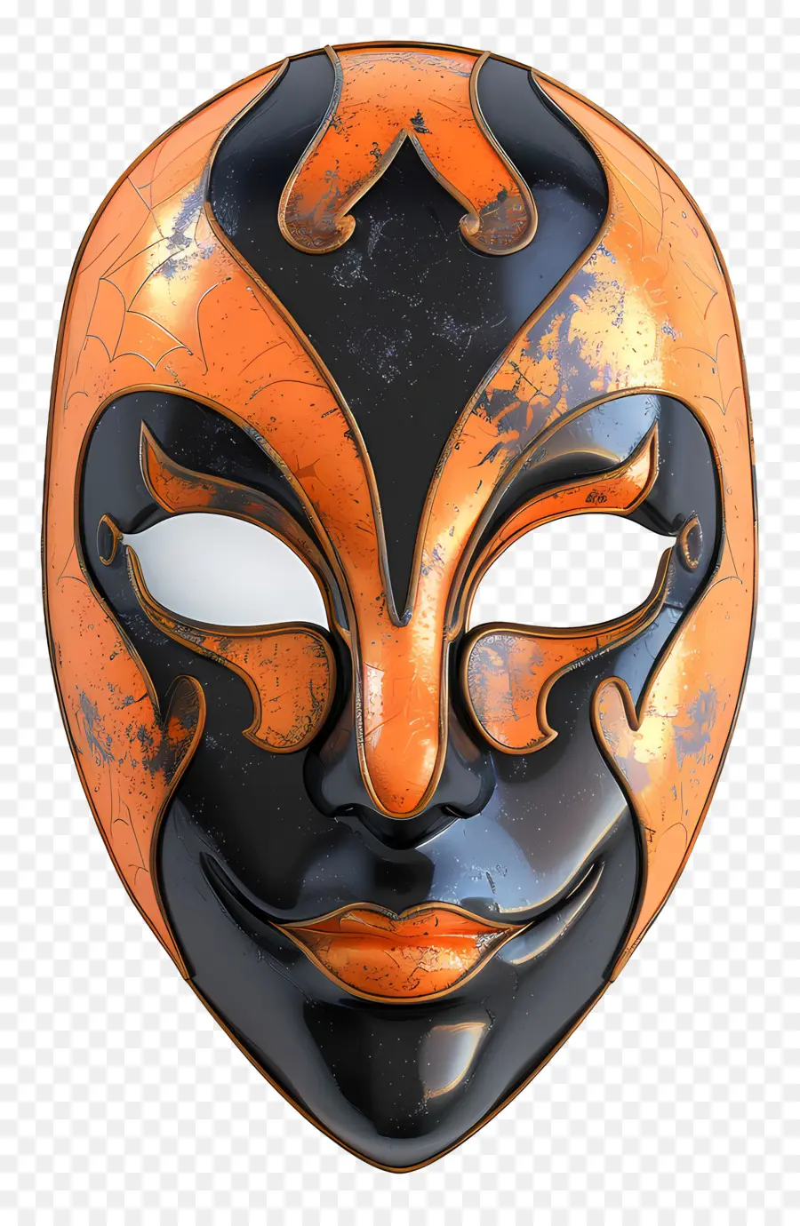 Masque D'halloween，Masque Facial Orange Et Noir PNG