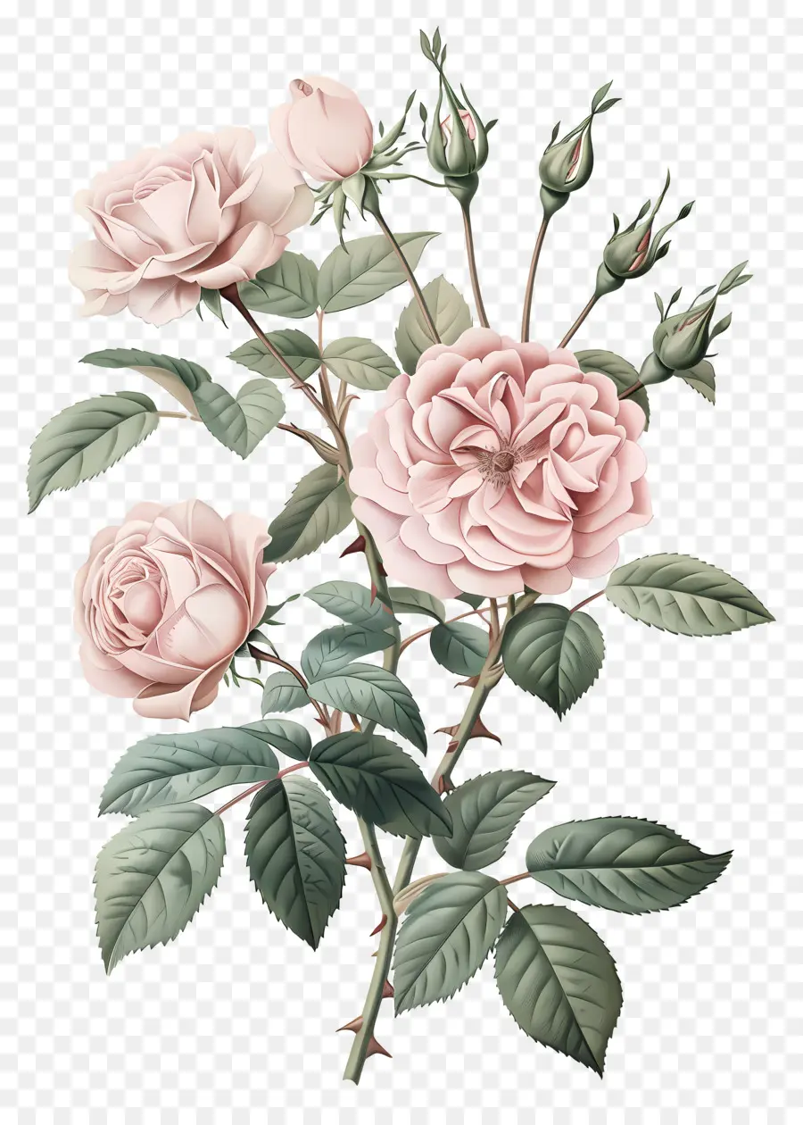 Fleurs Anciennes，Roses Roses PNG