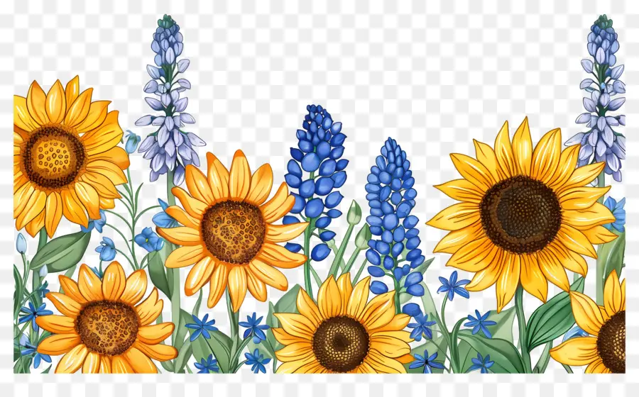 Bordure De Tournesols，Tournesols D'affilée PNG