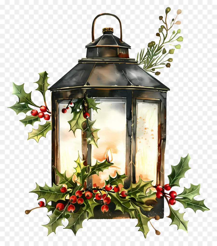 Lampe Florale De Noël，Lanterne Vintage PNG