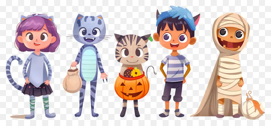 Enfants D'halloween，Enfants En Costumes D'halloween PNG