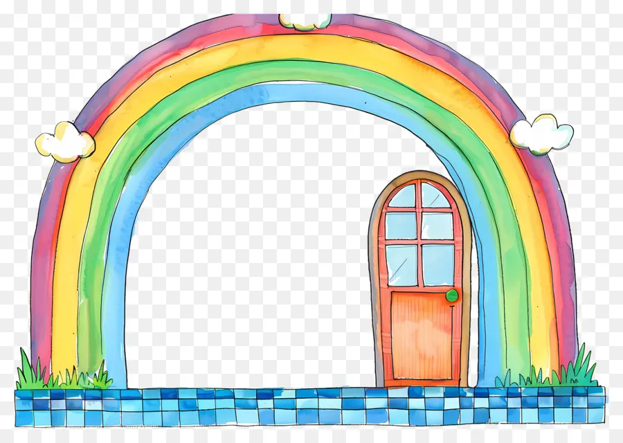 Cadre Mignon，Porte Arc En Ciel PNG