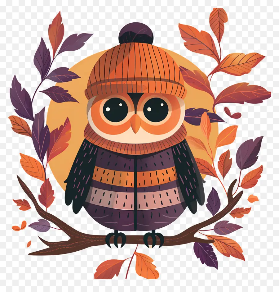 Chouette D'automne，Hibou Avec Bonnet PNG