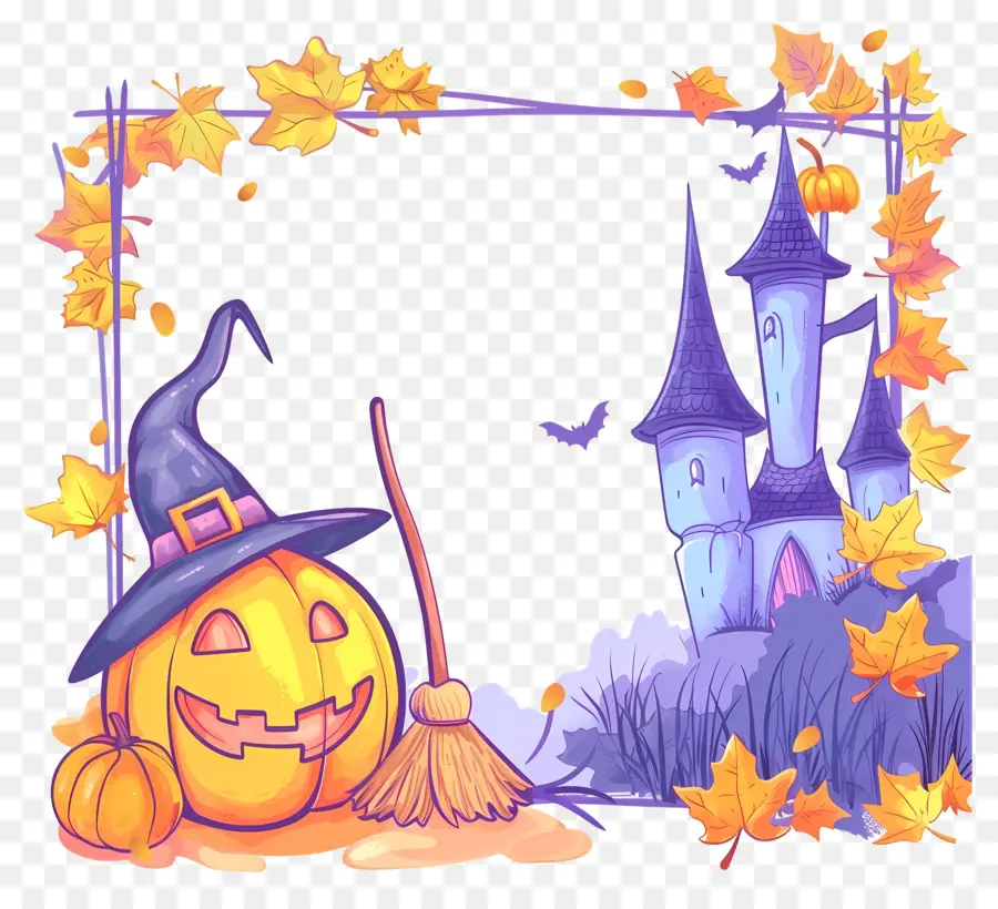 Cadre D'halloween，Citrouille PNG