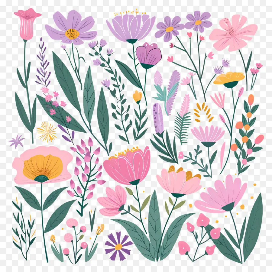 Fleurs Lumineuses，Composition Florale PNG