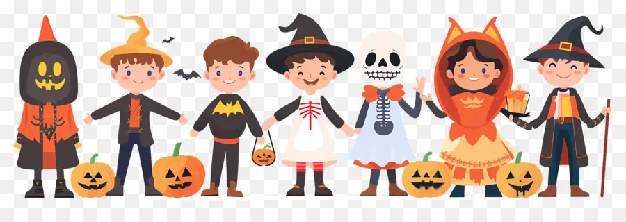 Enfants D'halloween，Enfants En Costumes D'halloween PNG