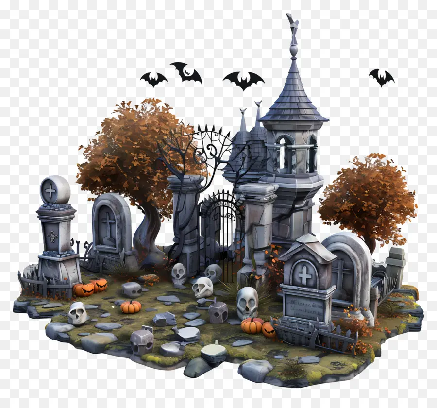 Cimetière D'halloween，Cimetière PNG