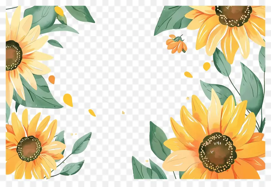 Cadre De Tournesols，Tournesols PNG