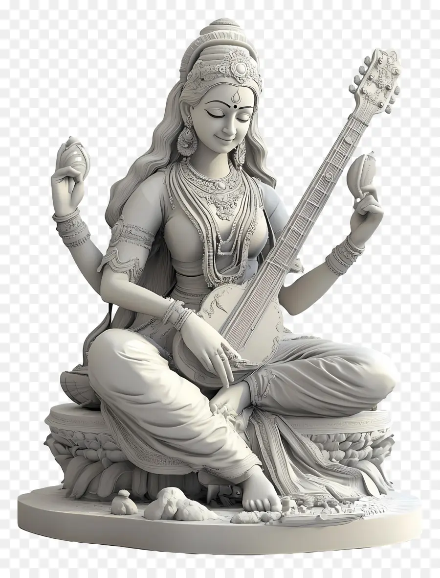 Saraswati，Statue De Déesse PNG