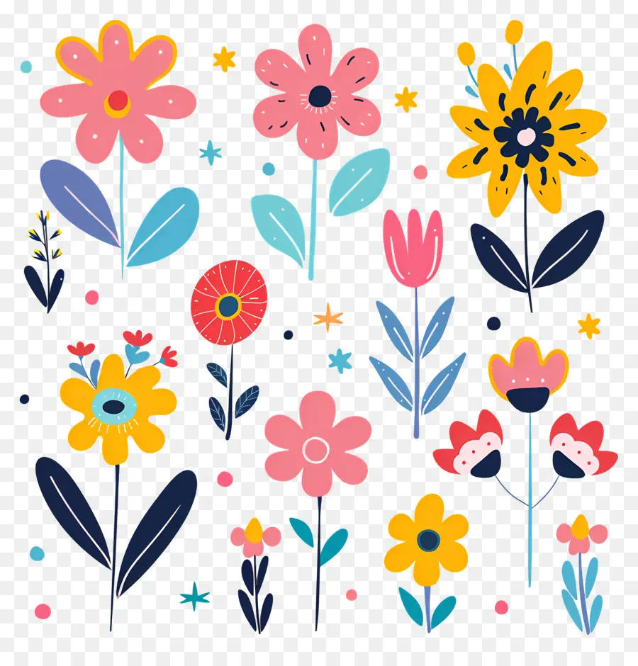 Fleurs Lumineuses，Motif Floral PNG