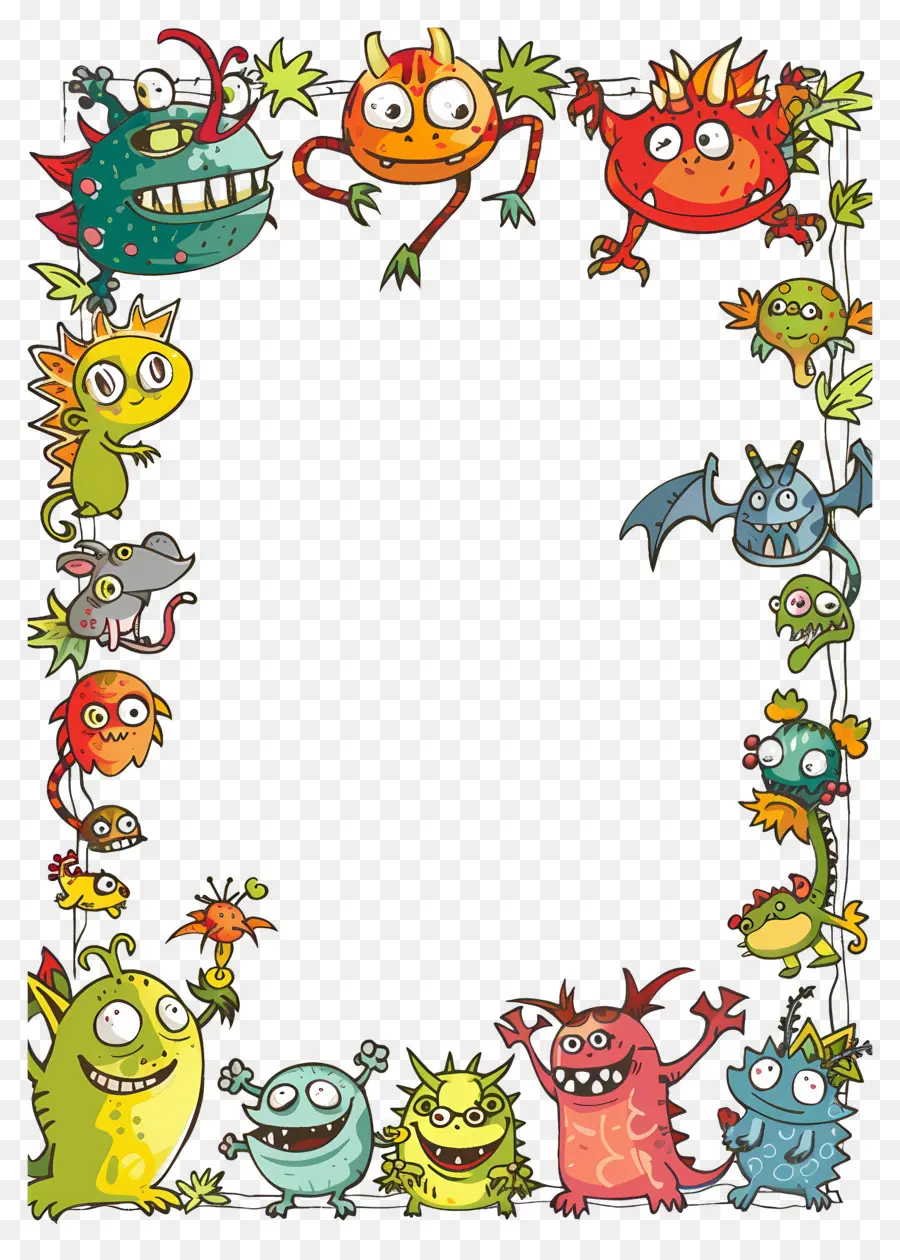 Cadre Pour Enfants，Cadre De Monstre Doodle PNG