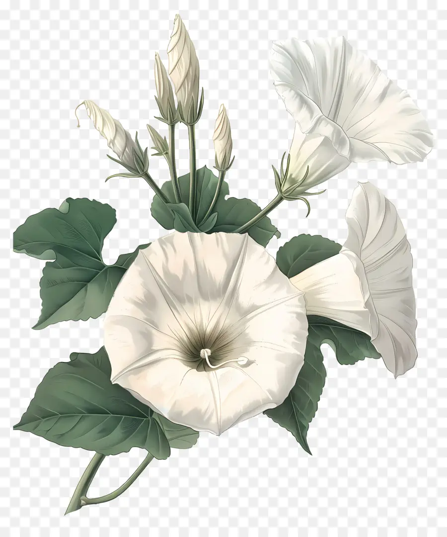 Fleurs Anciennes，Gloire Du Matin Blanc PNG