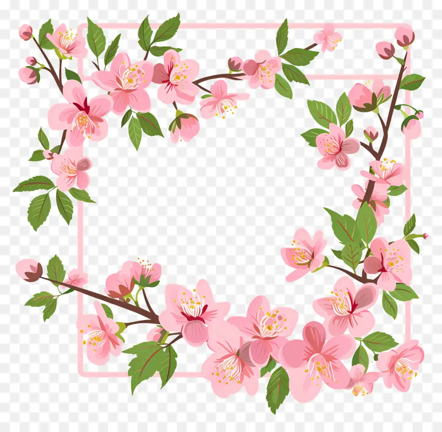 Bordure Carrée Rose，Cadre Fleur Rose PNG