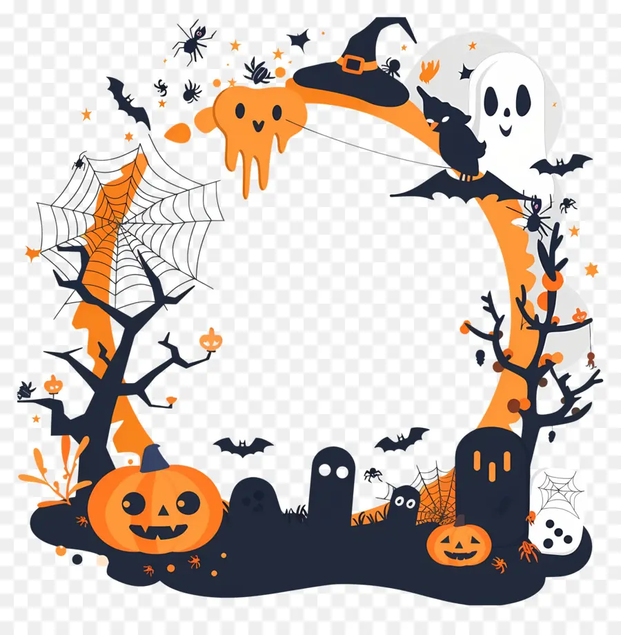 Cadre D'halloween，Citrouille PNG