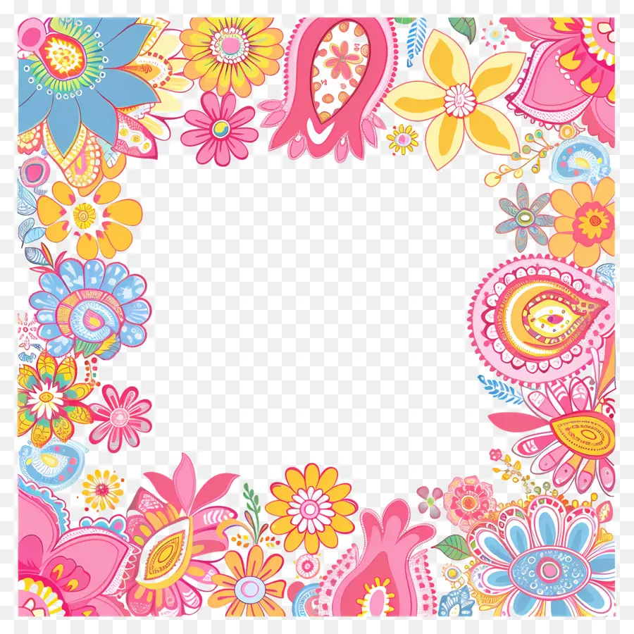 Cadre Floral，Cadre Floral Coloré PNG