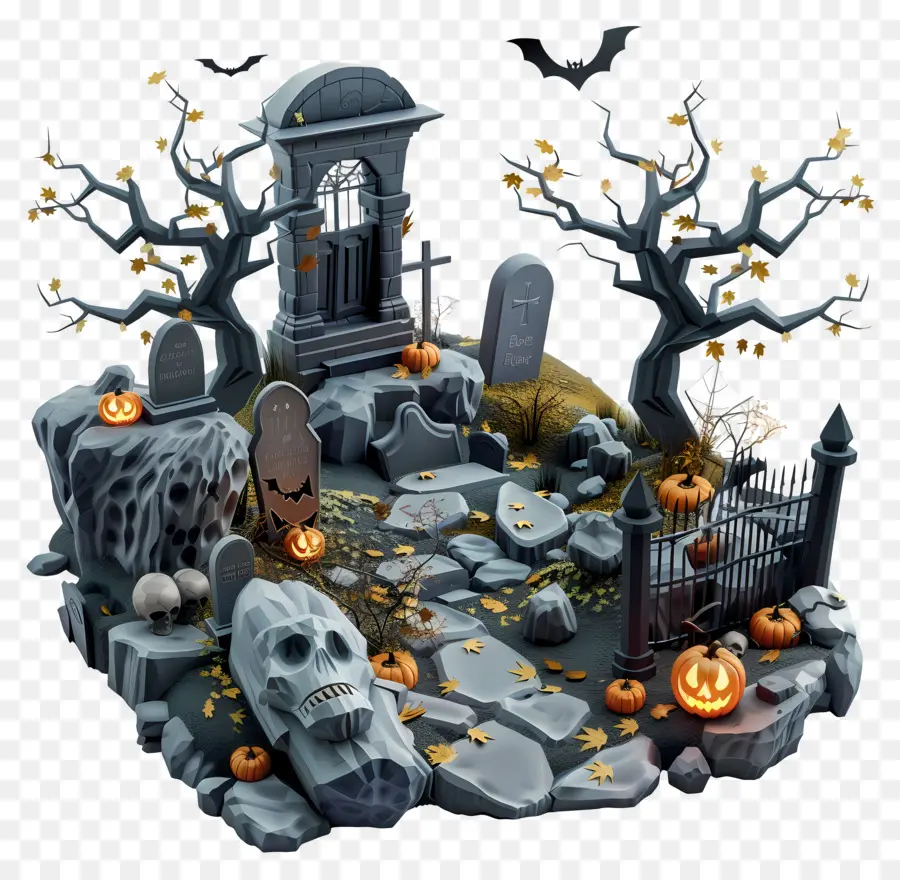 Cimetière D'halloween，Cimetière PNG