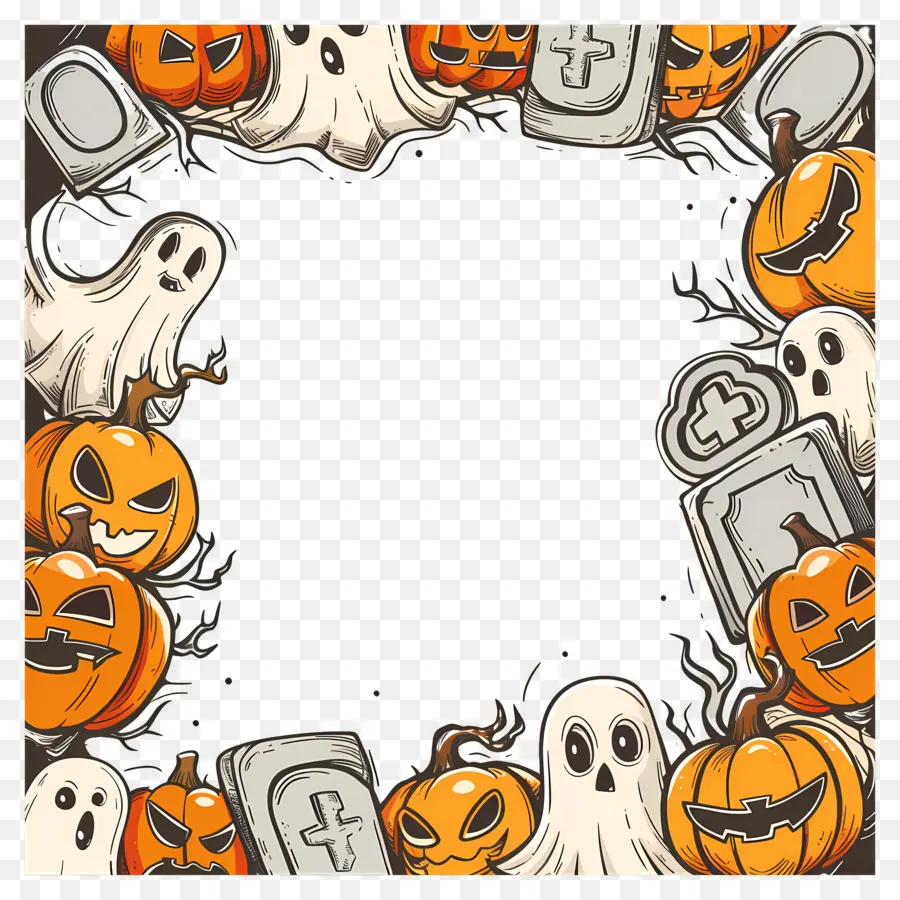 Cadre D'halloween，Citrouilles PNG