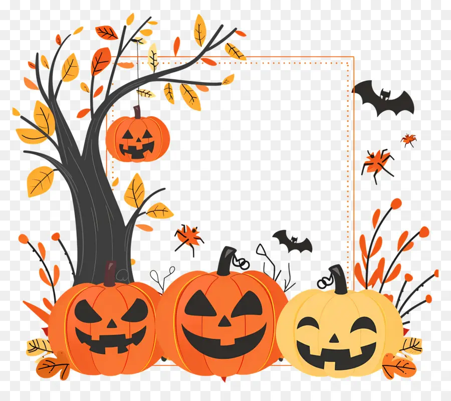 Cadre D'halloween，Citrouilles D'halloween PNG