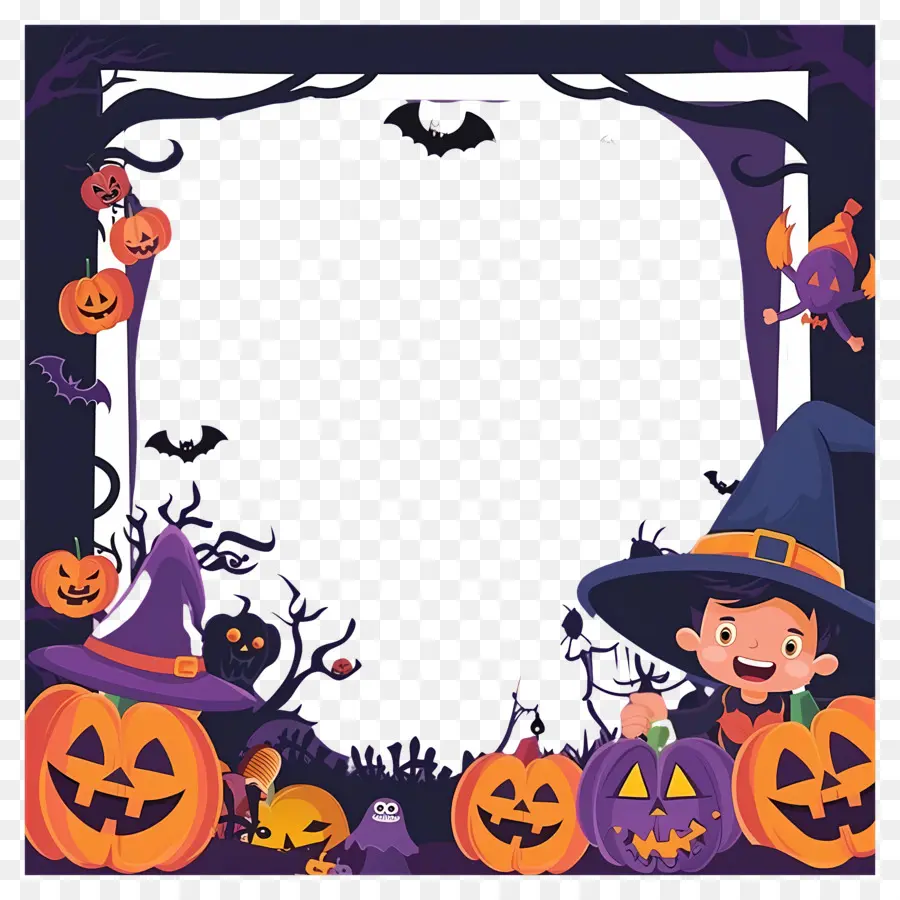 Cadre D'halloween，Citrouille PNG