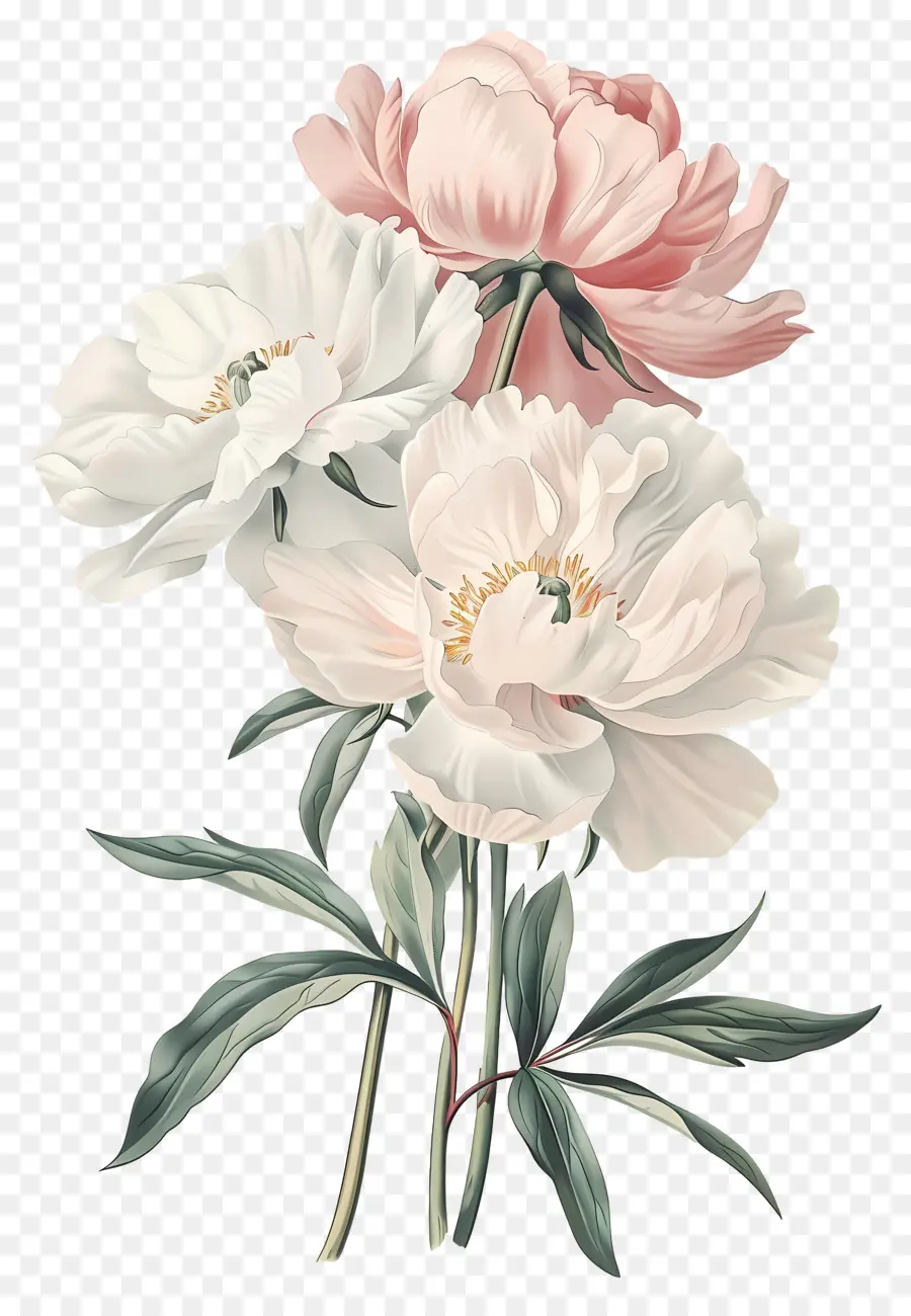 Fleurs Anciennes，Pivoines Roses PNG