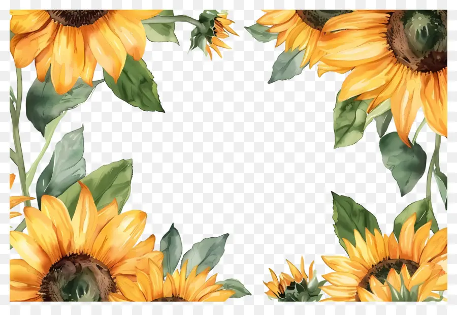 Cadre De Tournesols，Tournesols PNG