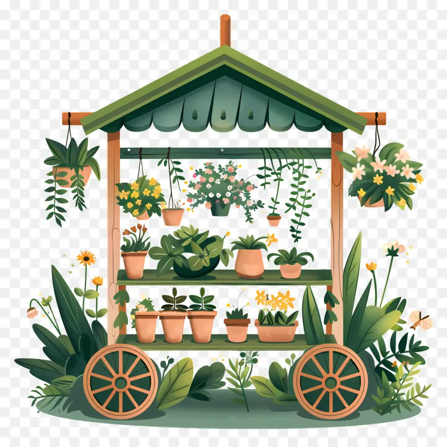 Chariot De Fleurs，Plantes PNG