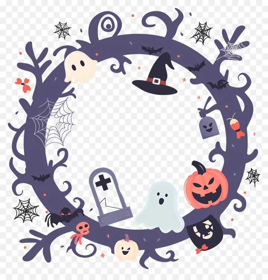 Cadre D'halloween，Couronne D'halloween PNG